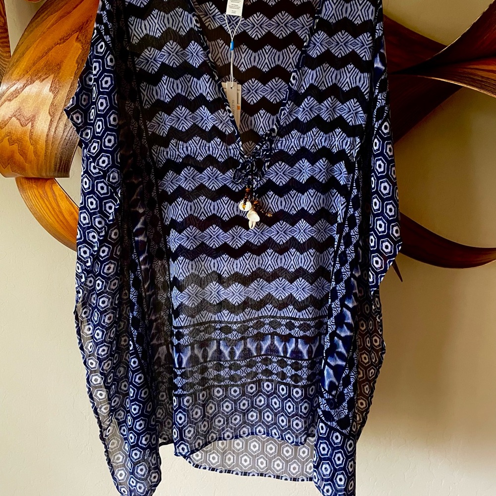 Bleu Rod Beattie Navy Geometric Swimsuit Coverup